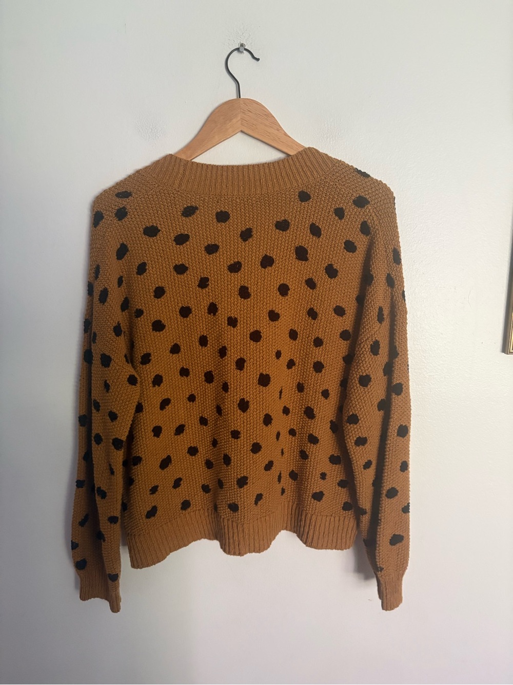 Madewell Mustard Polka Dotted Sweater Boho Chic Cardigan Women’s Medium EUC - Picture 5 of 7